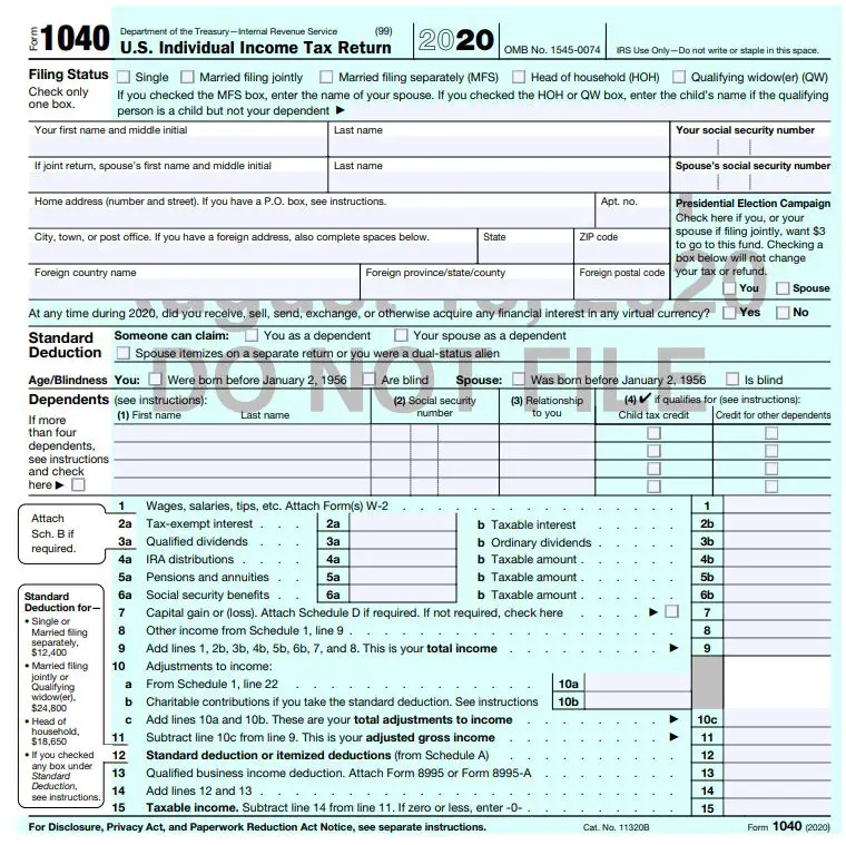 2020 Draft Tax Forms