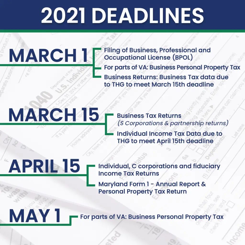 2021 Tax Deadlines