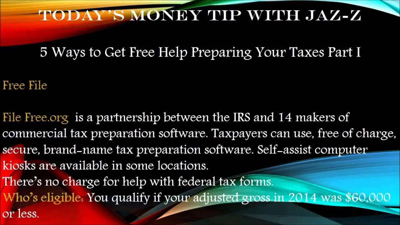 5 Ways To Get FREE Help Preparing Your Taxes Part I