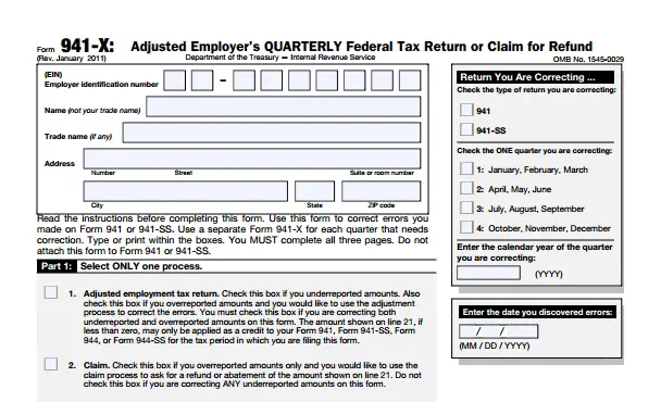 941 Payroll Tax Form