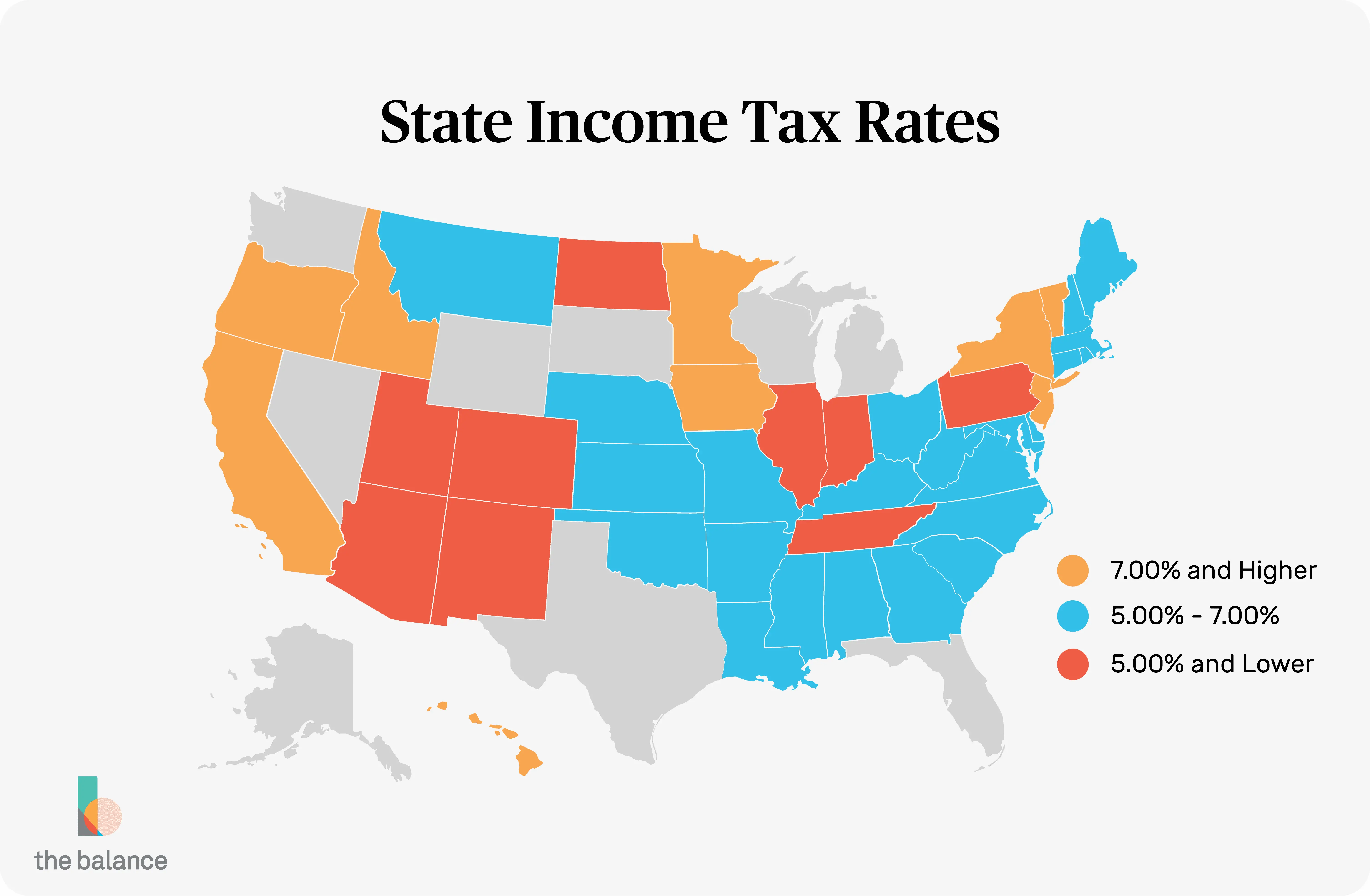A List of Income Tax Rates for Each State