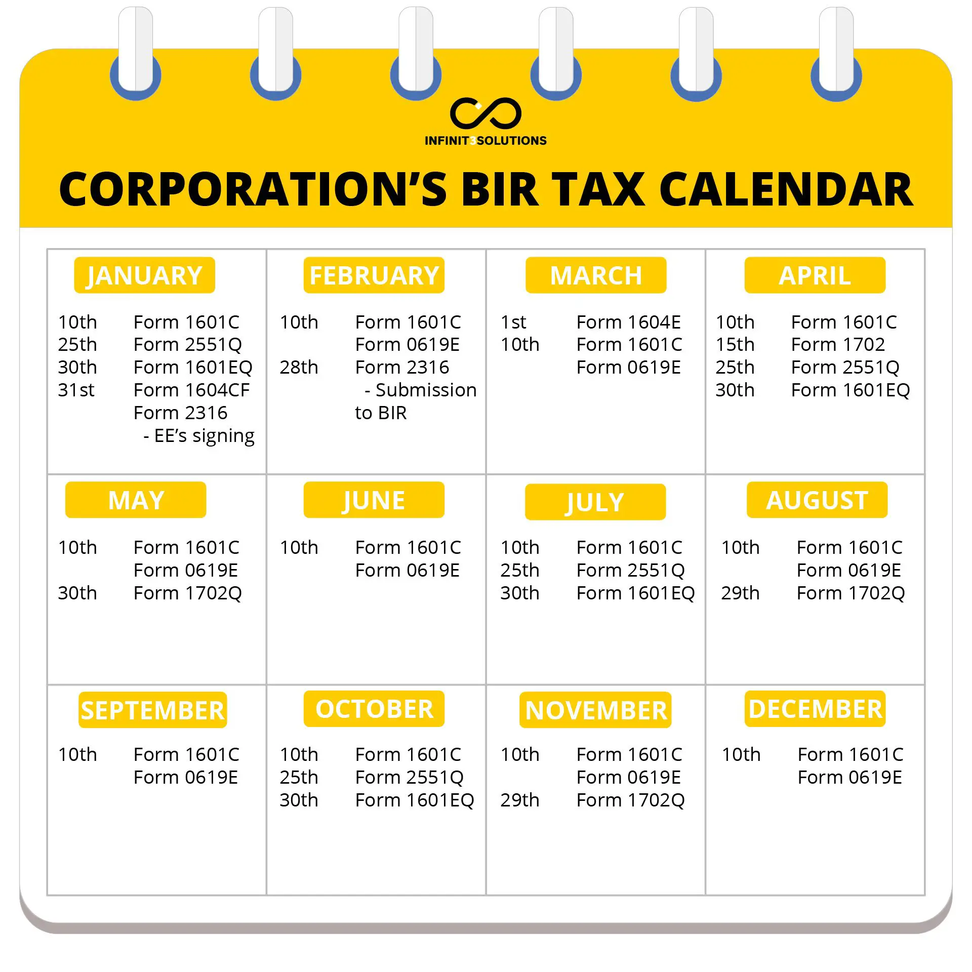 BIR Tax Deadlines
