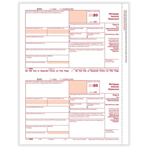 ComplyRight 2020 1098 Tax Forms, White/Red, 25/Pack (515025) at Staples