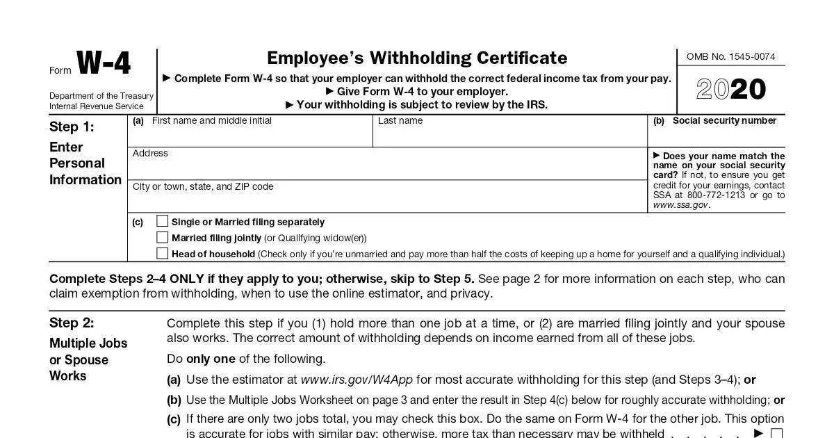 Employee Withholding Certificate W4