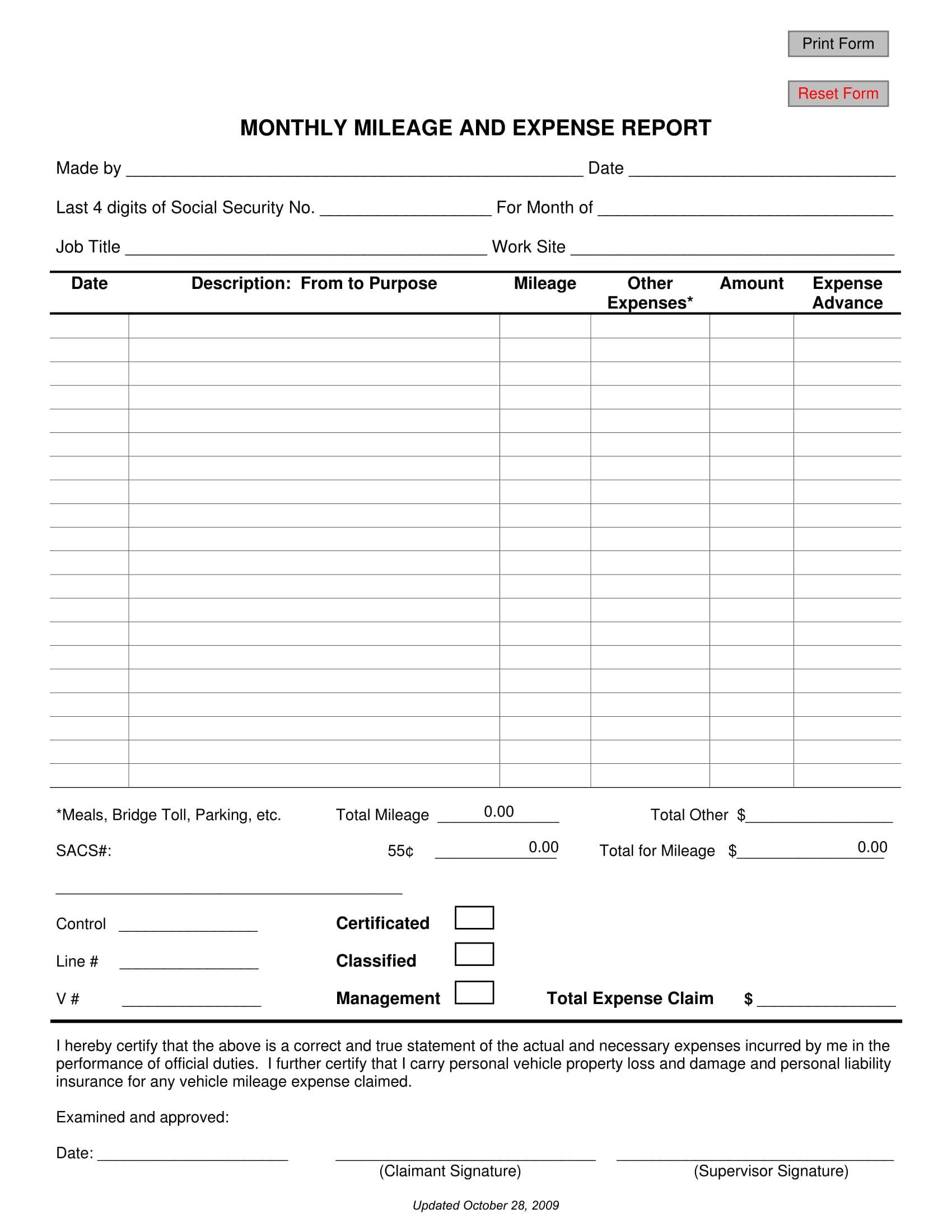 FREE 5+ Mileage Report Forms in MS Word