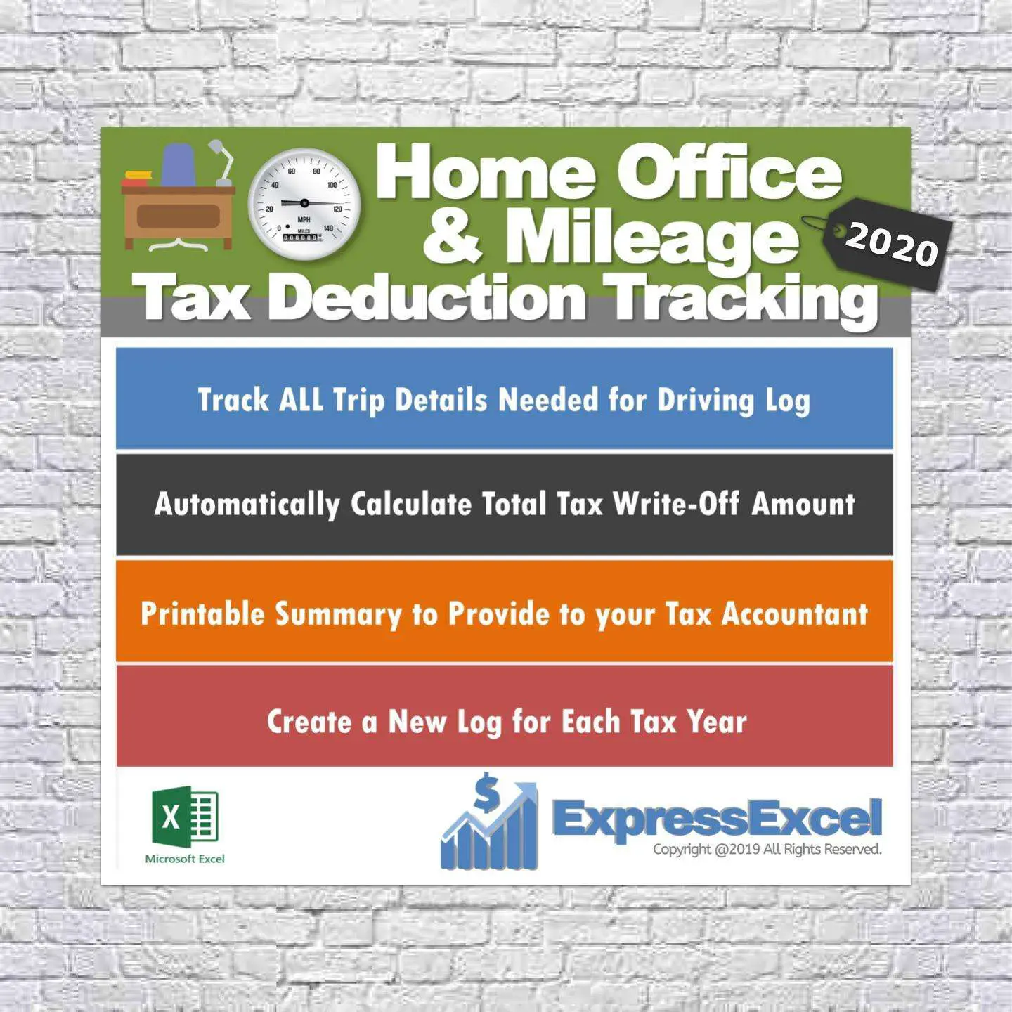 Home Office Tax Deductions &  Mileage Tracking Log 2020