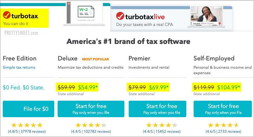How Much Does TurboTax Cost? Prices (+ State Fee!)  2020