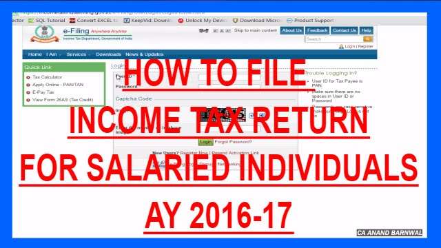 HOW TO FILE INCOME TAX RETURN ONLINE FOR SALARIED ...