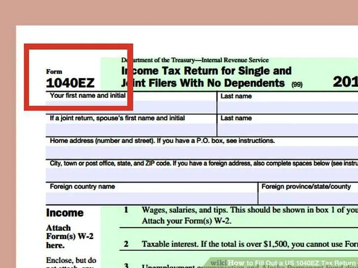 How to Fill Out a US 1040EZ Tax Return (with Pictures ...