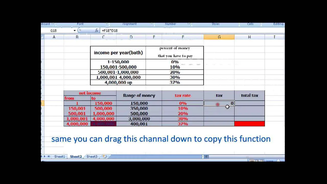 how to use excel to calculate progressive tax rate