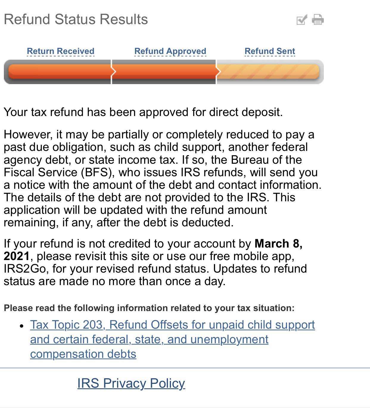 I filed my return on 2/24 it was accepted on 2/25 and ...