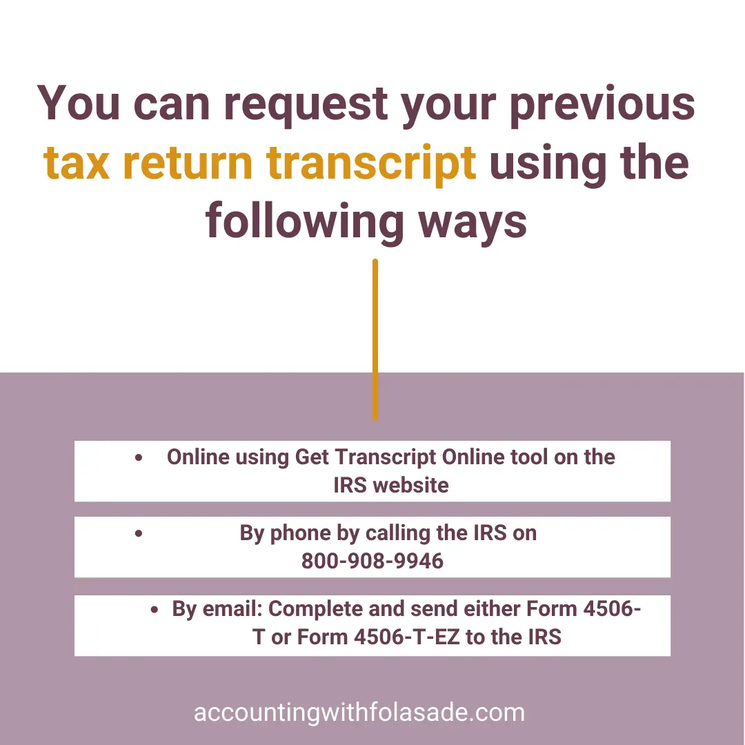 If needed be, the IRS can send a transcript of your previous tax return ...