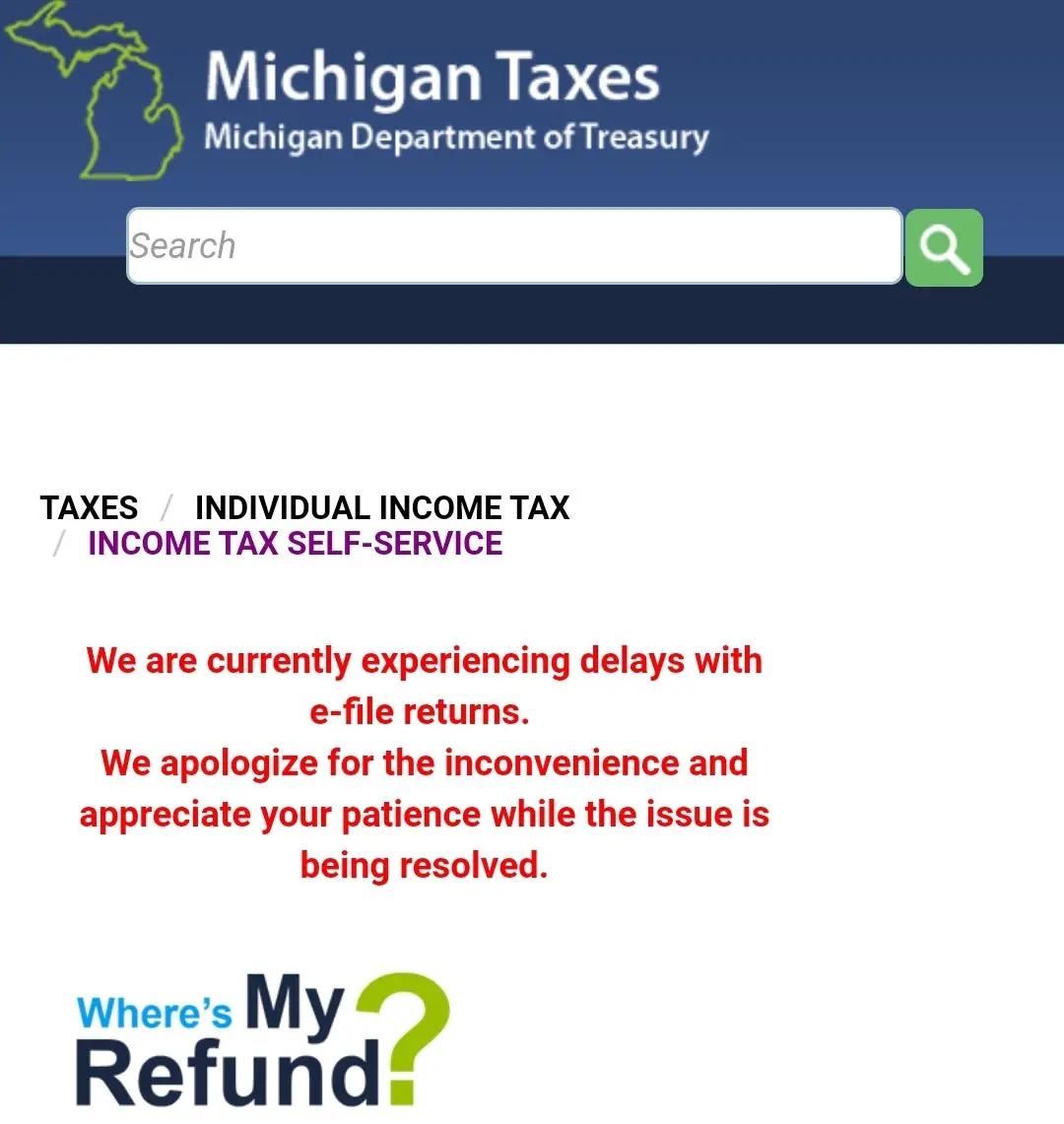 Income Tax Return Delay? : Michigan