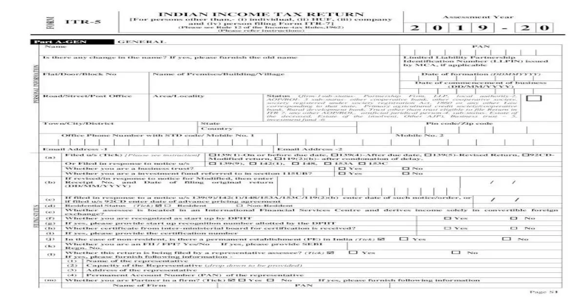 INDIAN INCOME TAX RETURN FORM ITR