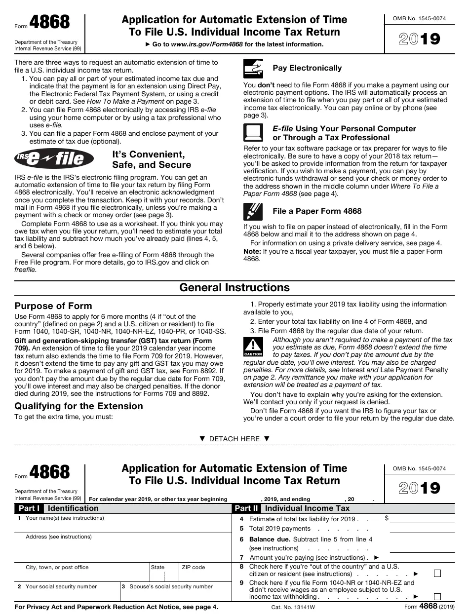 IRS Form 4868 Download Fillable PDF or Fill Online ...