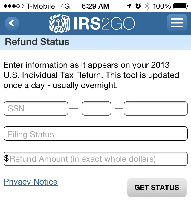 IRS Offers Refund Info And More Using Mobile App