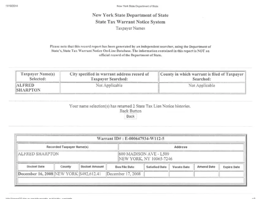 New York State Tax Collections