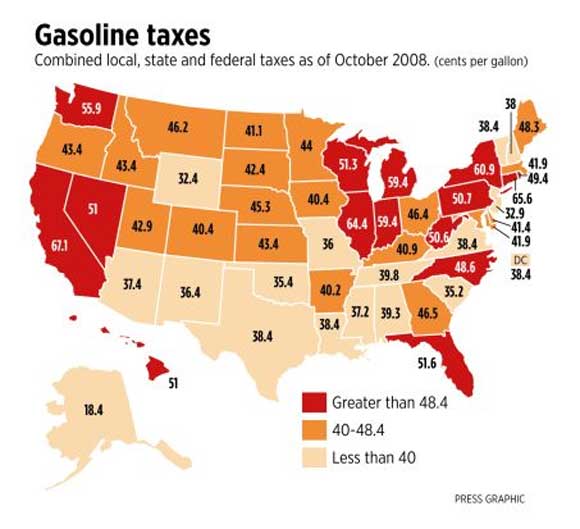 Pax on both houses: Chart: How Much Gas Tax Does Each State Pay?
