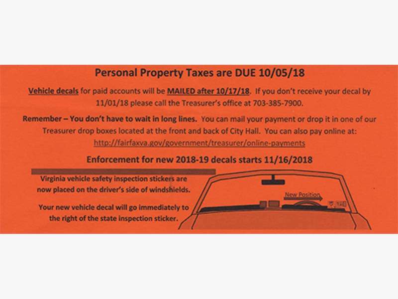 Personal Property Taxes Due Oct. 5 In Fairfax