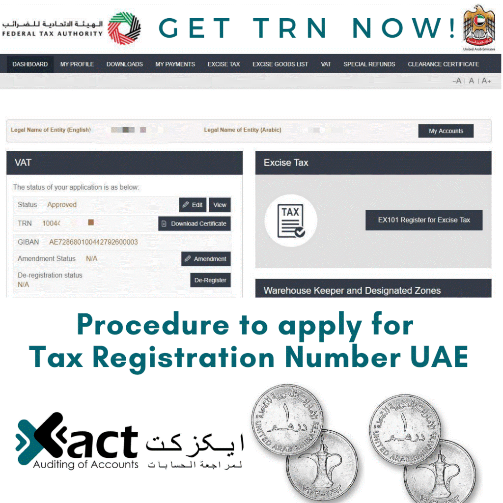 Procedure to apply for Tax Registration Number (TRN) UAE