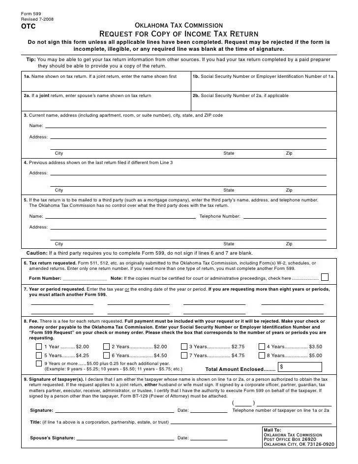 Request for Copy of Income Tax Return
