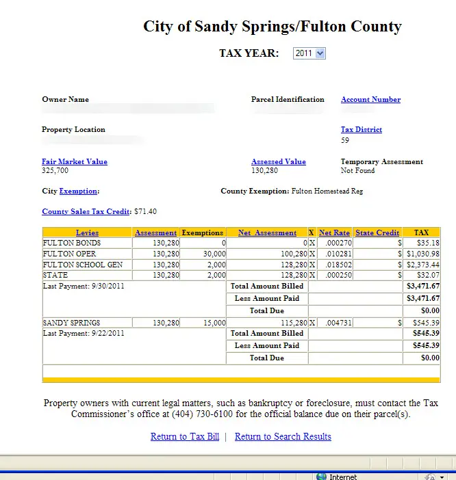 Sandy Springs Georgia Property Tax Calculator. Millage Rate, Homestead ...