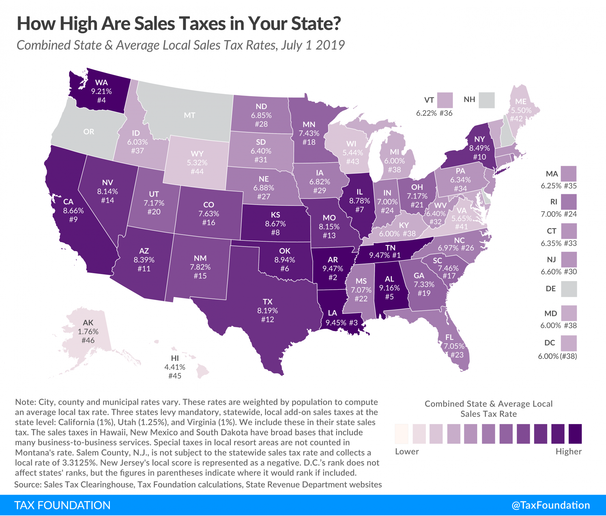 State and Local Sales Tax Rates, Midyear 2019