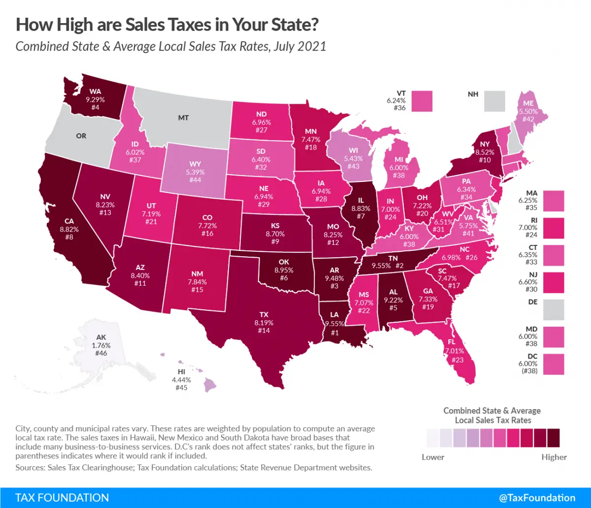 State and Local Sales Tax Rates, Midyear 2021