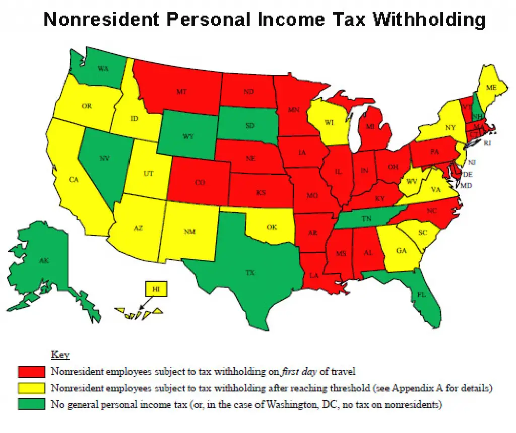 States With No Income Tax Map