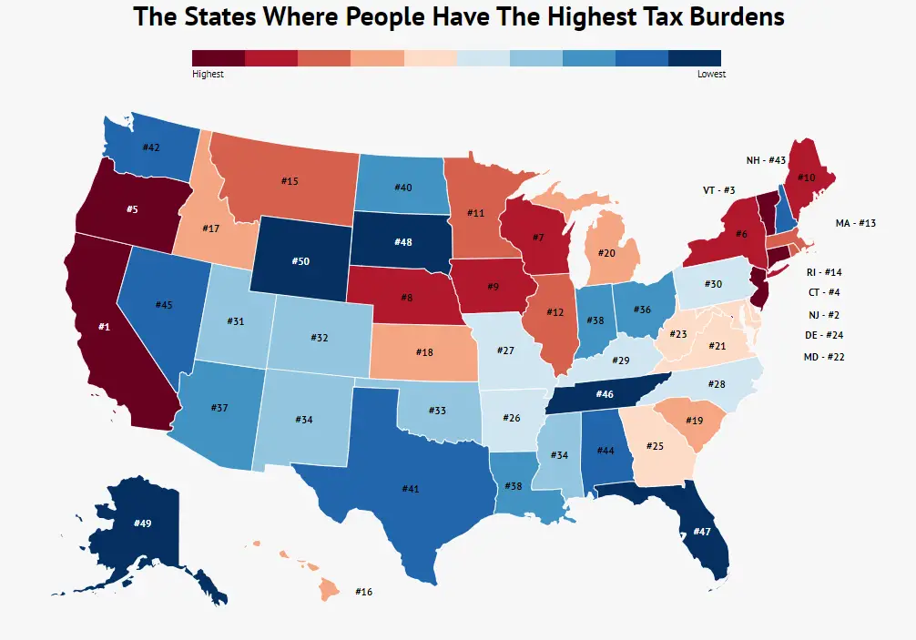 The States Where People Are Burdened With The Highest Taxes