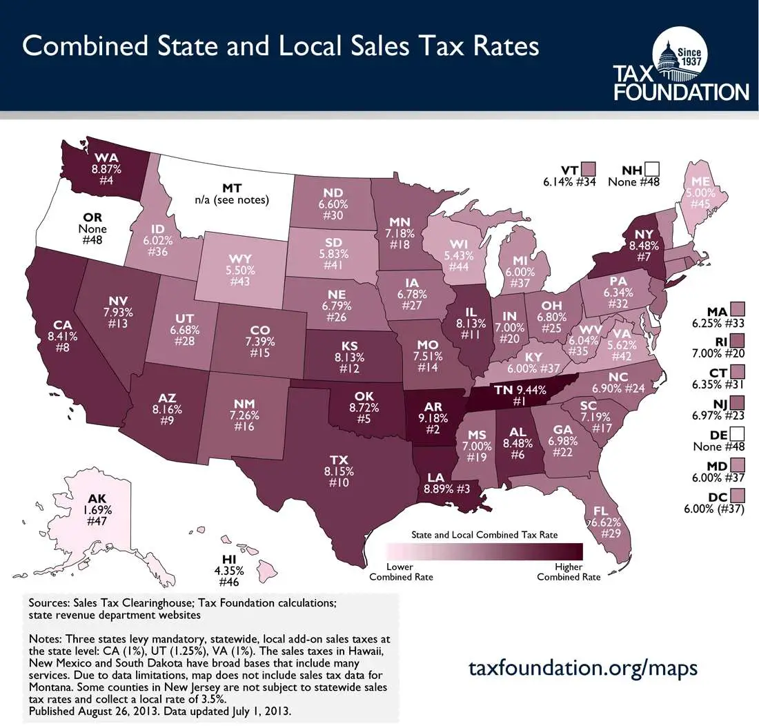 The United States of sales tax, in one map