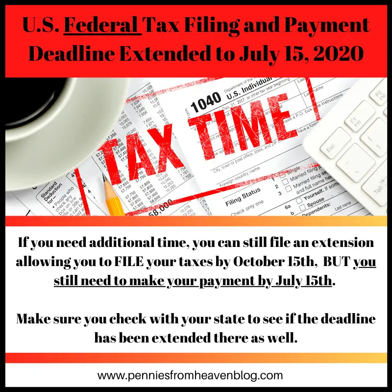 U.S. Federal Tax Deadline Extended Until July 15, 2020
