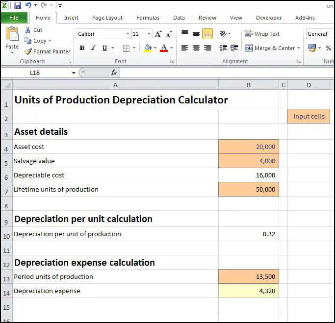 Units of Production Depreciation Calculator