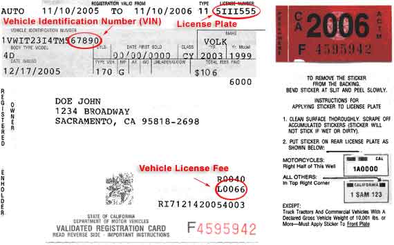 Vehicle Registration and Title Information