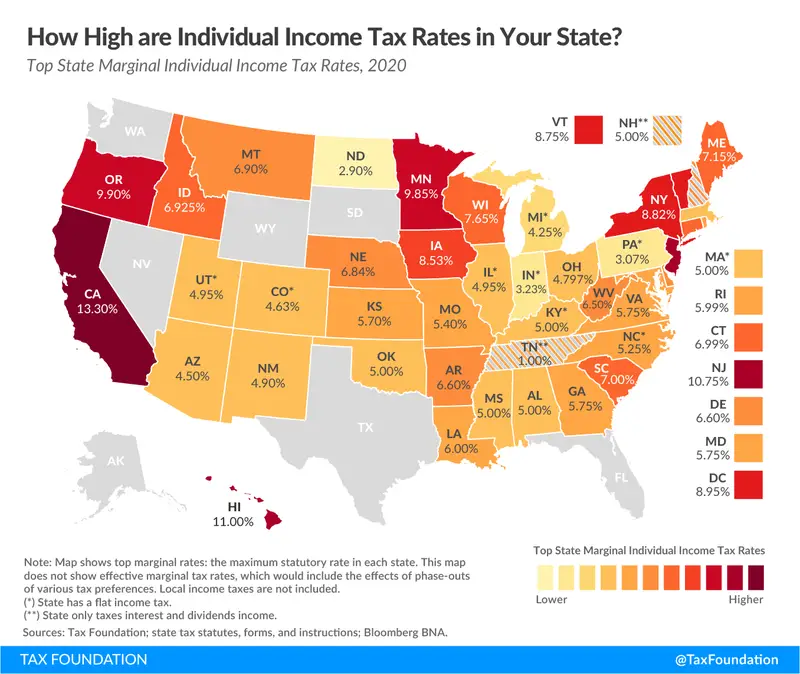 View of individual income tax rates by state. Another reason why CA is ...