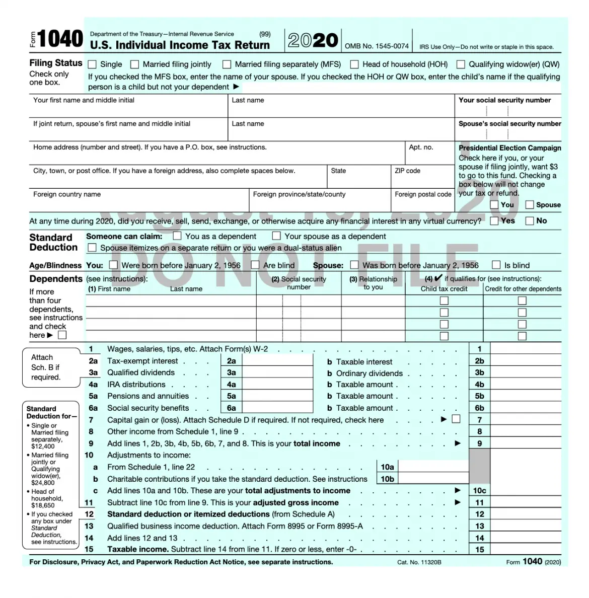 Whats New On Form 1040 For 2020